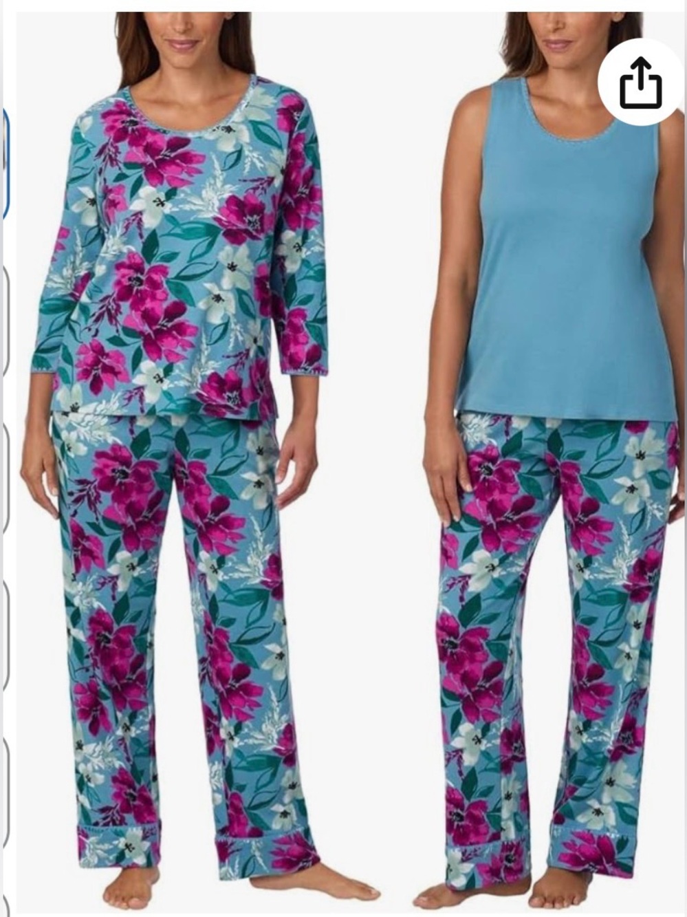 Brand New-Midnight Carole Hochman 3-Piece Lightweight Cotton Pajama Set